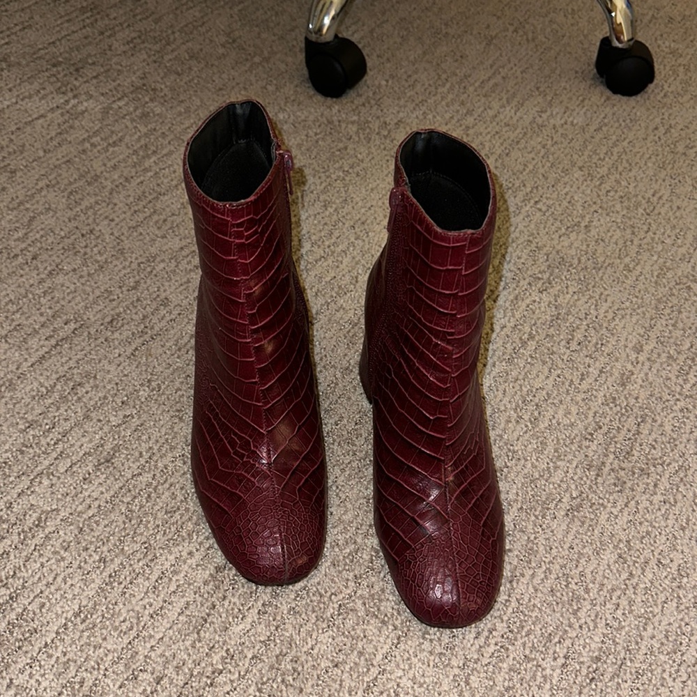 Dark red ankle boots